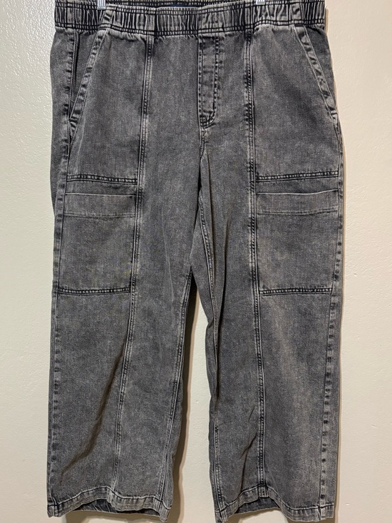 GAP Denim - GAP Denim High Rise/Wide Leg Black Washed Cargo Style Jeans Size XL